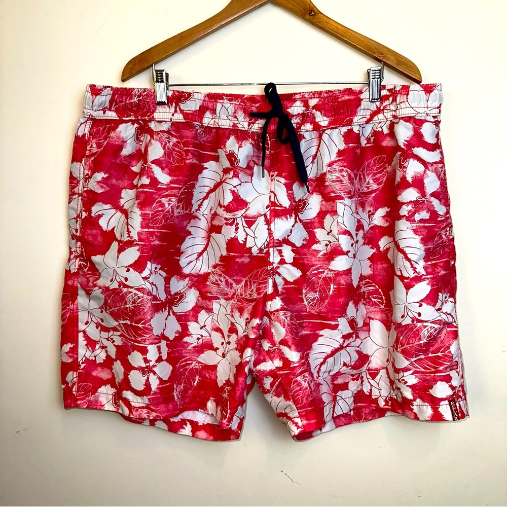 Tommy Bahama Men's 2XL Pink Floral Relaxed Swim Trunk Lined Pockets Vacation Y2K